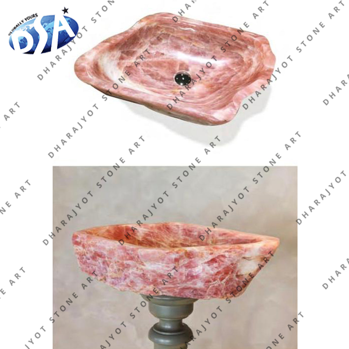 Rose Quartz Washbasin For Bathroom