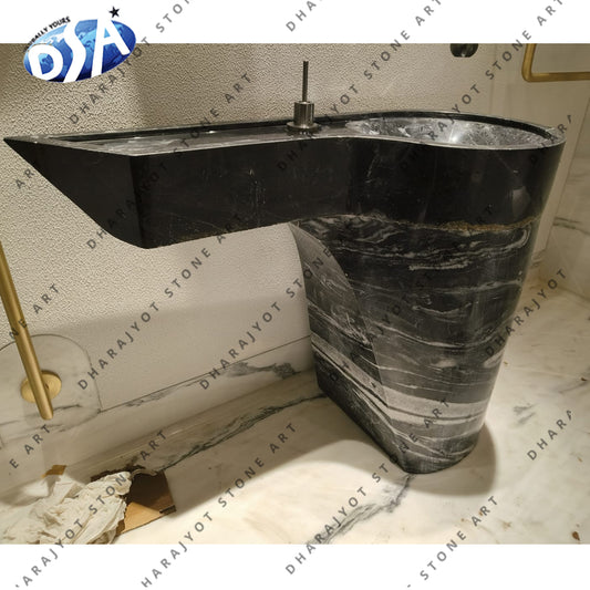 Natural Black Marble Bathroom Wash Basin