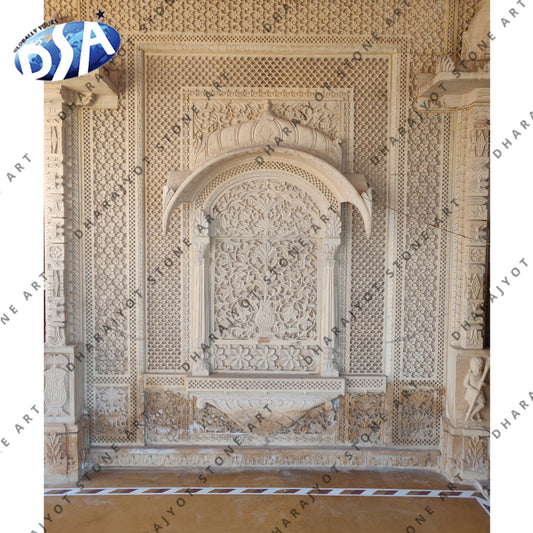 Sandstone Yellow Carved Jharokha